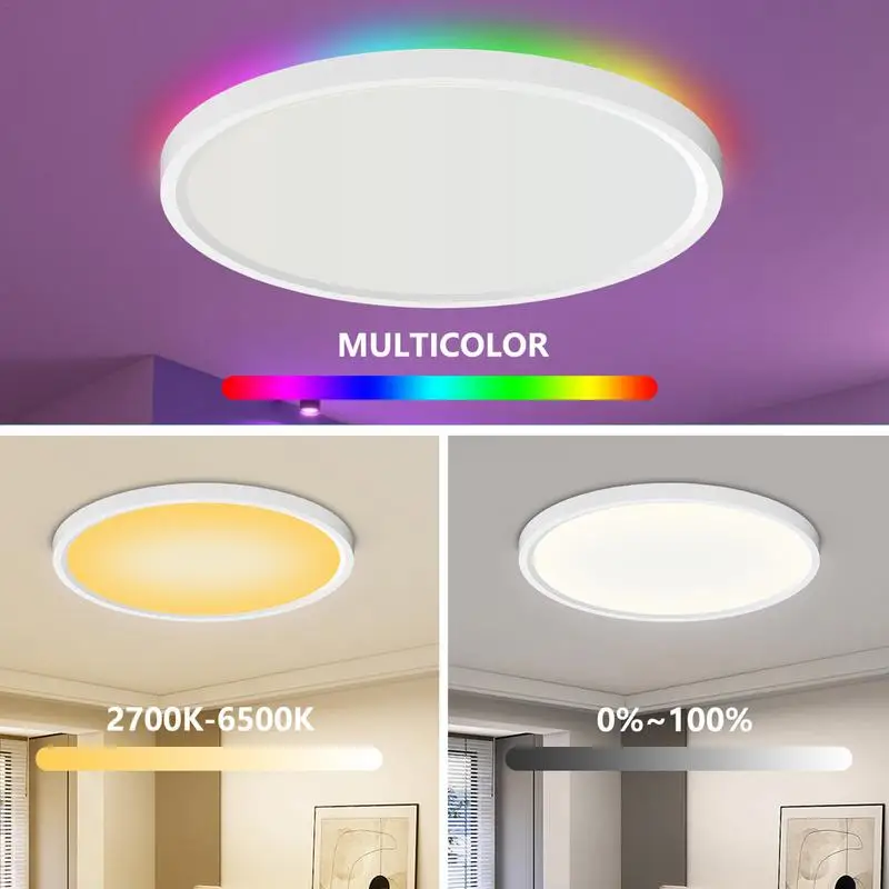 

LED Flush Mount Ceiling Light Remote Voice Control Smart Lights 12 Inch Ceiling Lamp Dimmable Lighting For Bedroom Dining Room