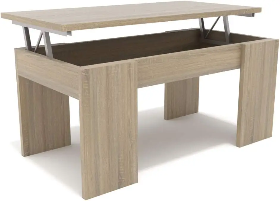 Ninguno Oak Mesa De Centro Elevable, Comedor O Auxiliar, Mayor Espesor Y Estabilidad (Roble)