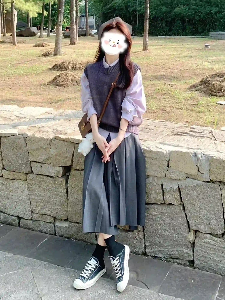 

Faionable Women's irt Vest Set Autumn Collection High Sensation Clete Outfit Casual Sle Polyester Nylon Spandex