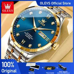 OLEVS Men's Watches Business Dress Automatic Mechanical Wristwatch Waterproof Luminous Watch for Man Date Diamond Scale Simple