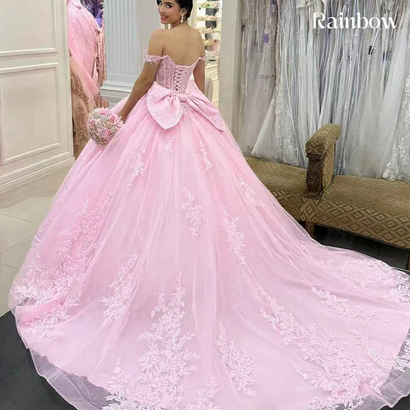 高品質のキンセニアラドレス、ネットに刺繍されたレースとスパンコール、プリンセスボールガウン、オフショルダー、カスタマイズされた誕生日パーティー