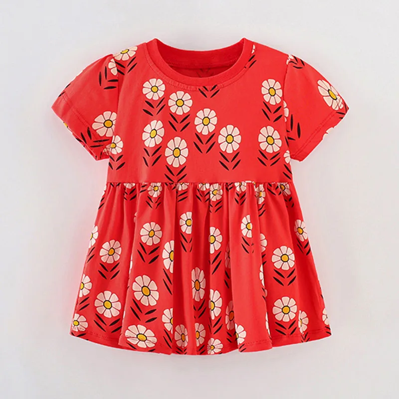 

Brand Mini Dress Tee Fashion 100% Cotton t-shirt New 2024 Summer Short-sleeve Cartoon Children Bebe Kids Baby Girls Clothes 1-7Y