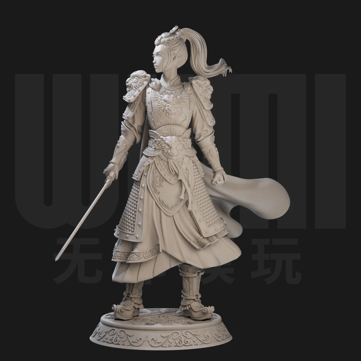 1/18 Central Plains Female General Chinese style white model GK handmade soldier 3D printed model image 3