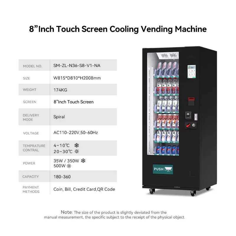 آلات بيع المشروبات ذات درجة الحرارة المخصصة كومبو آلة بيع الوجبات الخفيفة للمشروبات الصودا الأوتوماتيكية مع دفع بطاقة الائتمان #3