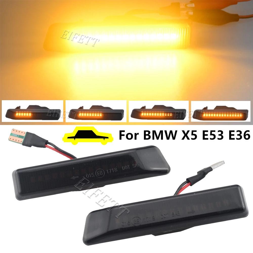 

Dynamic Fender Turn signal For BMW X5 E53 2000-2005 Led Light Side Marker Sequential Lamp E36 1997