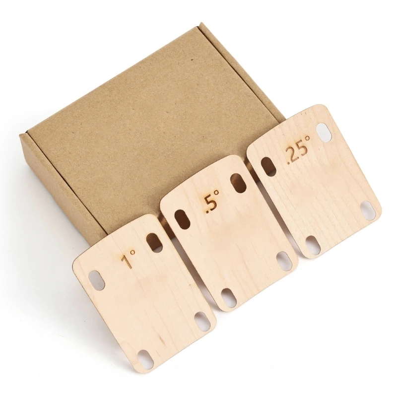 3Pcs Guitar Neck Shims Guitar Neck Shims Maple Guitar Neck 0.25, 0.5 and 1 Degree Guitar Neck Plate Tool 69HD