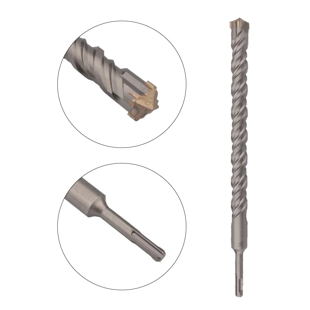 350mm Long Masonry Drill Bit SDS Plus Shank for Electric Hammer Tungsten Carbide Cross-Tip Diameter from 10 to 32mm