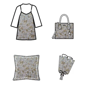 Jacquard Stoff aus Tinged Seidenfäden, Retro -Kleid, Jacke und dekorative Tasche, Nähstoff, Blau, Grau, Gold 8 Hauptverkäufe Golden Brocada Stoff - №7