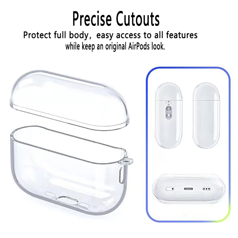 Transparent Case For AirPods 1 2 3 Pro Pro2 Clear Soft TPU Wirelsss Headphones Protective Cover with keychain For Air Pods Pro 2