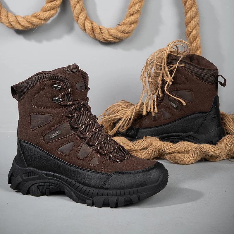 Men's Desert Combat Boots Waterproof Leather Climbing Shoes Non-slip Jungle Hiking Desert Hunting Shoes Outdoor Motorcycle Boots