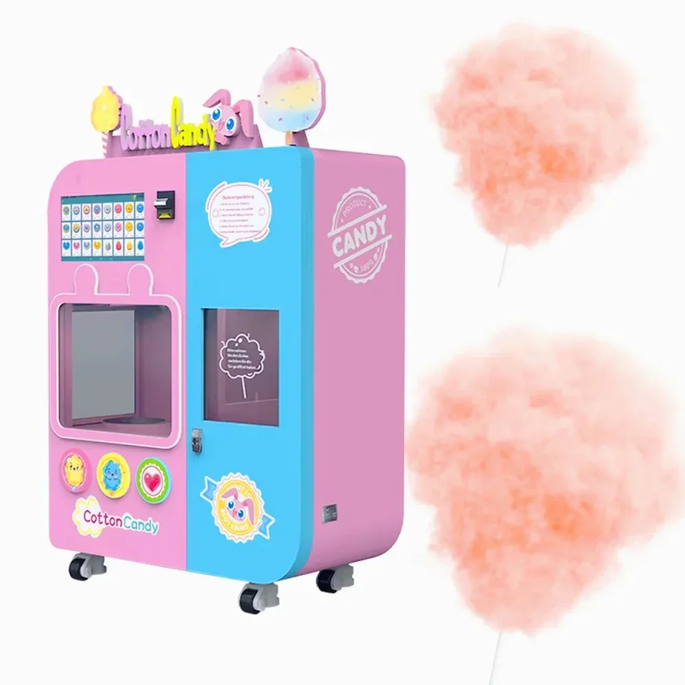 one of the best Automatic Cotton Candy Vending Machine Multiple Flavors Operation High Capacity Stainless Steel Parties Events