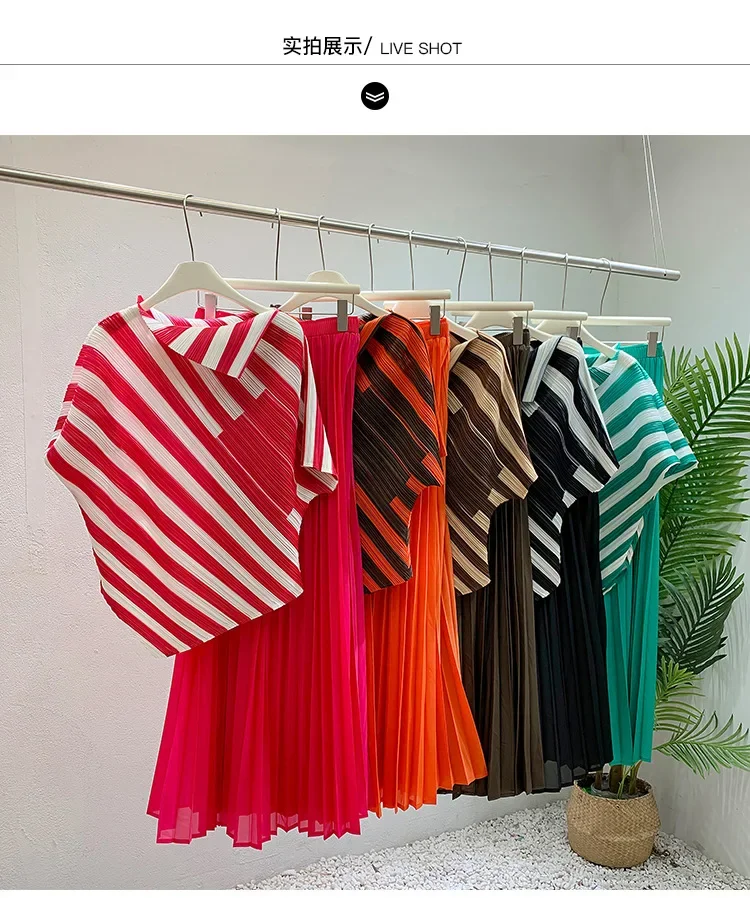 2024 Autumn New Striped Irregular Blouse + Wide-legged Trousers Set Women's Loose Plus Size Personality Women's Clothing