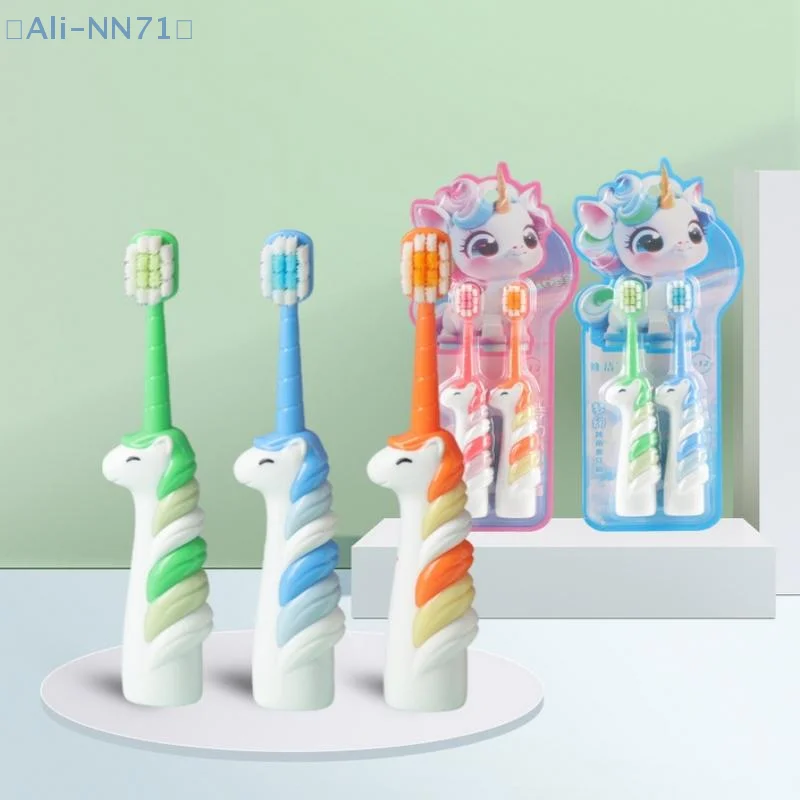 【NN71】2 Pcs Cartoon Kids Toothbrush For 3-12 Year Old Baby Soft Bristle Baby Toothbrush With Anti-Slip Handle Safe For Toddlers