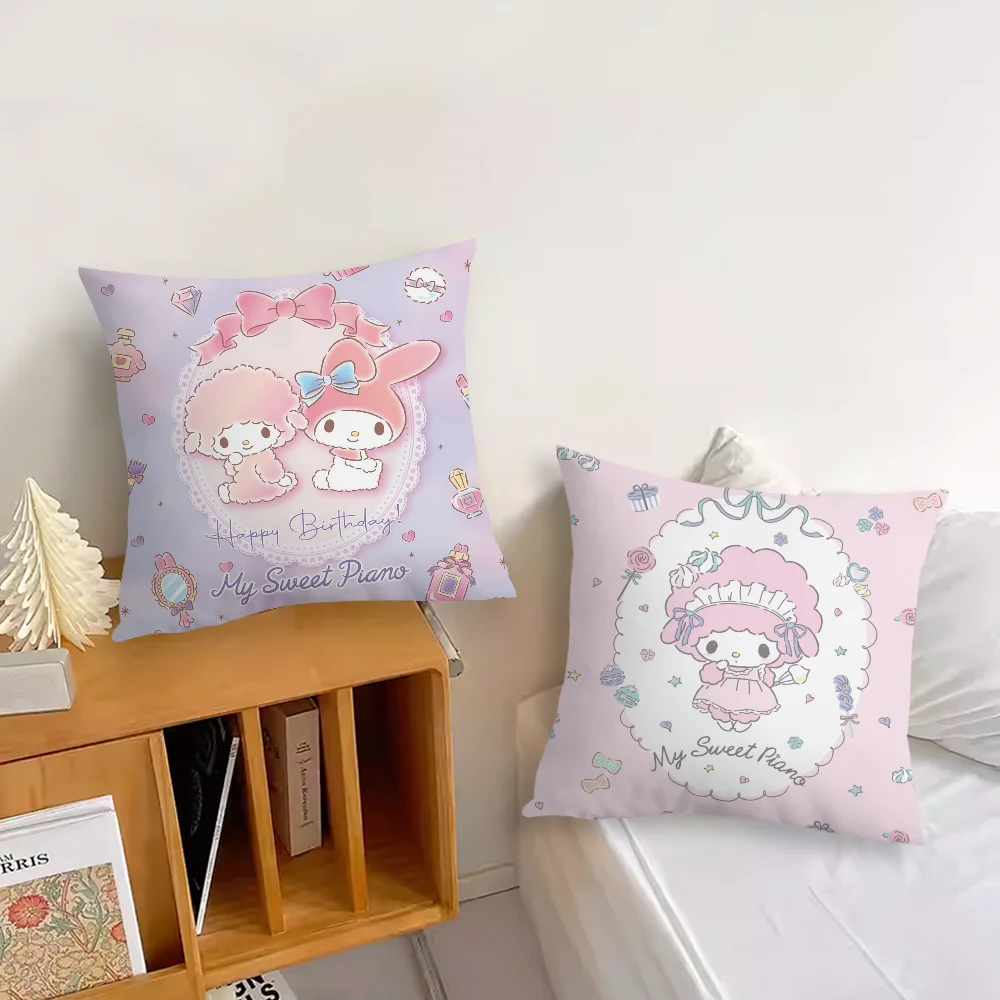 MINISO Cute My Sweet P-Piano cushion Sofa Living Room Bedroom Headboard Backrest Cushion Square Cushion Nap Time Pillow Case