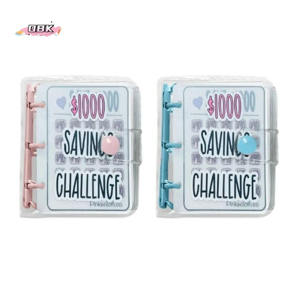 

Waterproof $1000 Money Savings Challenge Binder PVC Button Closure Mini Budget Binder Notebook Pink/Blue Mini Budget Binder