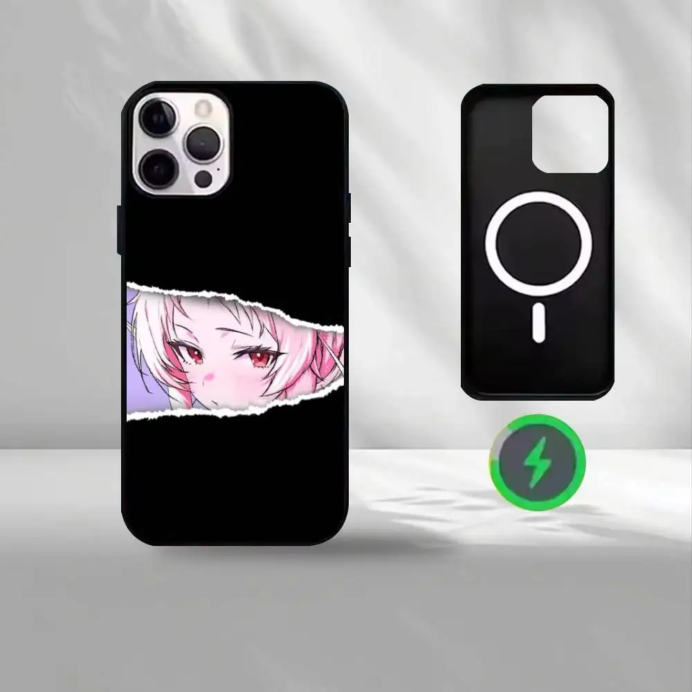 حافظة هاتف Mushoku Tensei Sylphiette لهاتف iPhone17,16,15,14,13,12,11 Max غطاء حماية للشحن اللاسلكي باللون الأسود