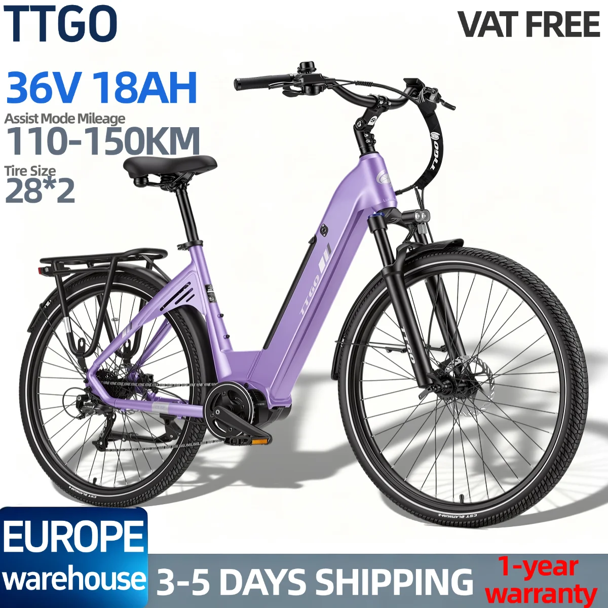 Ttgo C7 Se, bici elettrica per adulti, 36V 18Ah, pneumatici da 28*2 pollici, telaio in lega di alluminio, 7 modalità di assistenza alla pedalata, autonomia di 110-150 km, bici da montagna con motore