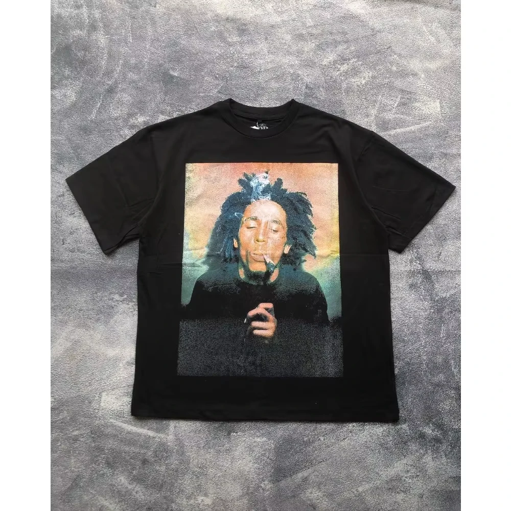 

Летние футболки BOB MARLEY, вязаная футболка больших размеров с принтом, футболка большого размера, топ Y2k, Harajuku, готическая женская одежда, футболки унисекс