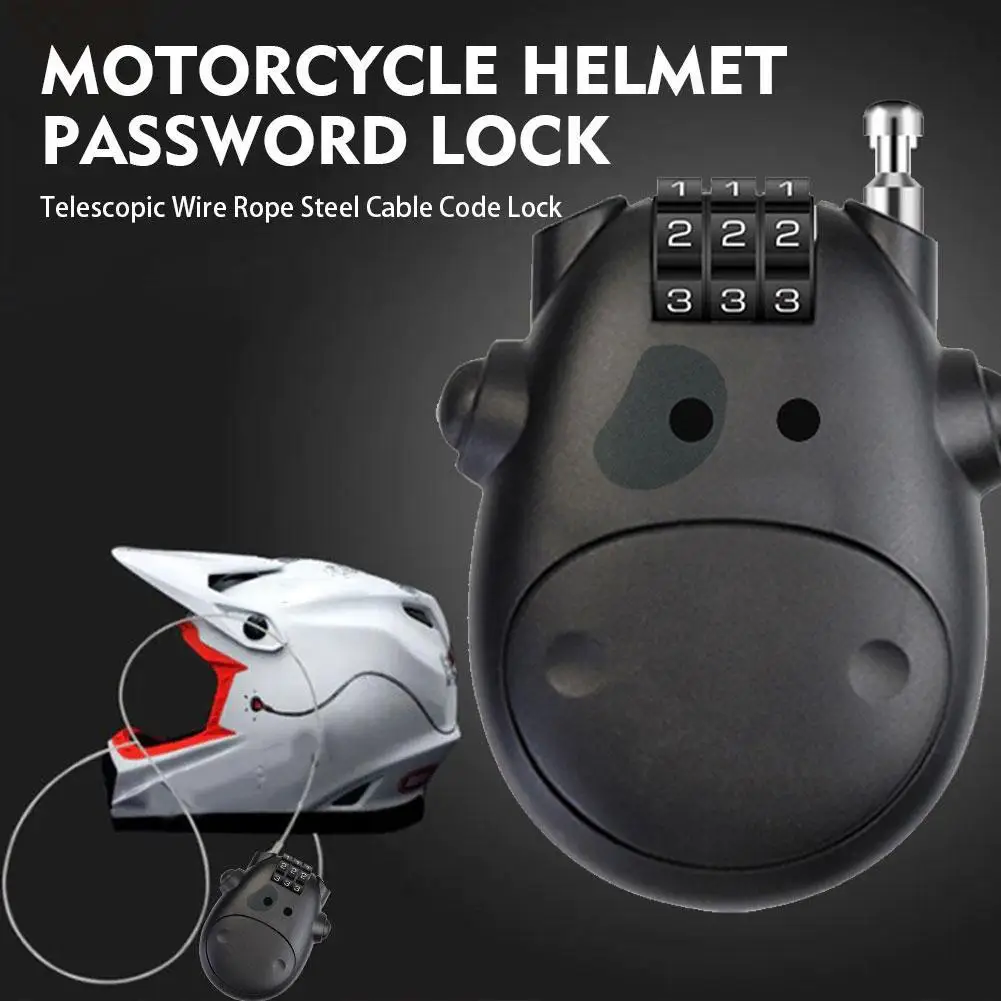 Motorcycle Helmet Lock  Steel Cable Luggage Machine Helmet Anti Car Security Lock Baby Lock Bicycle Theft Stroller Portable J6B8