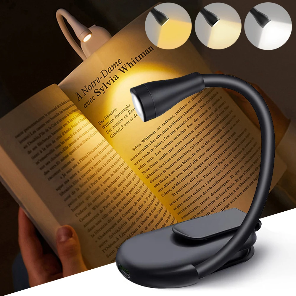 Foldable Mini Book Light Eye Protection Light Clip-on 360° Flip Study Lamp Rechargeable Battery Travel Bedroom Reading Lamp