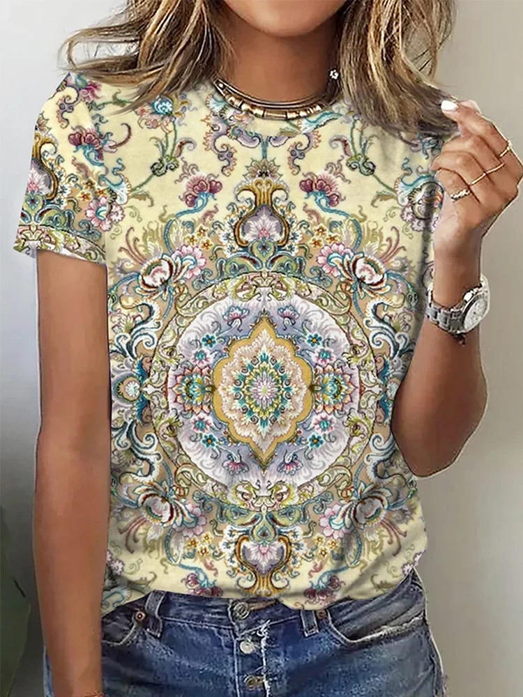 Women's Plus Size 3D Printed Short Sleeved T-shirt,loose and Casual,soft,comfortable and Breathable, Suitable for Outdoor Sports