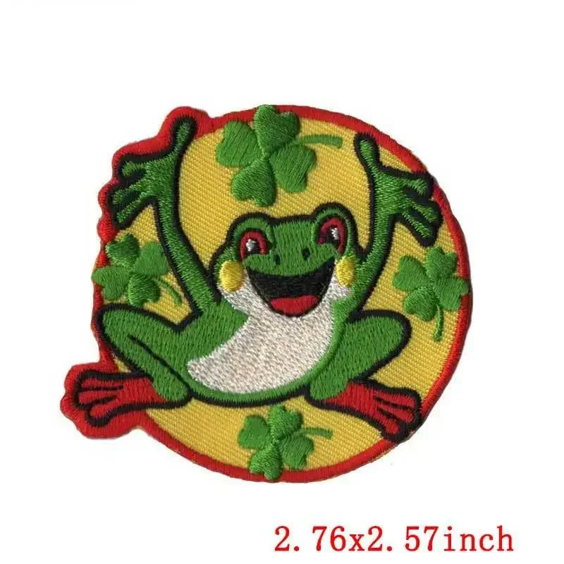 50Pcs Bulk Embroidered Patch Iron On Patches for Clothing Frog Clothes Stickers Sewing Thermal Adhesive Applique Fusible