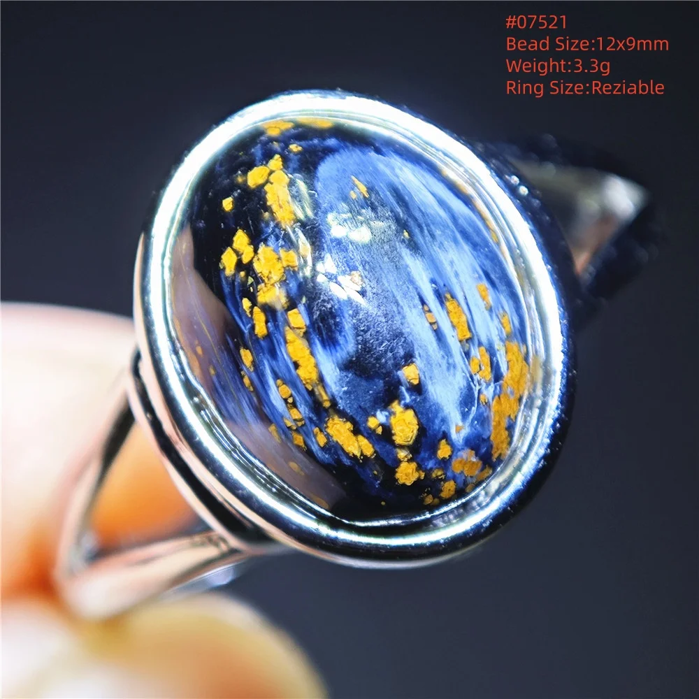Natural Blue Pietersite Adjustable Ring Women Men Namibia Jewelry 925 Silver Pietersite Chatoyant Gemstone Ring AAAAAA