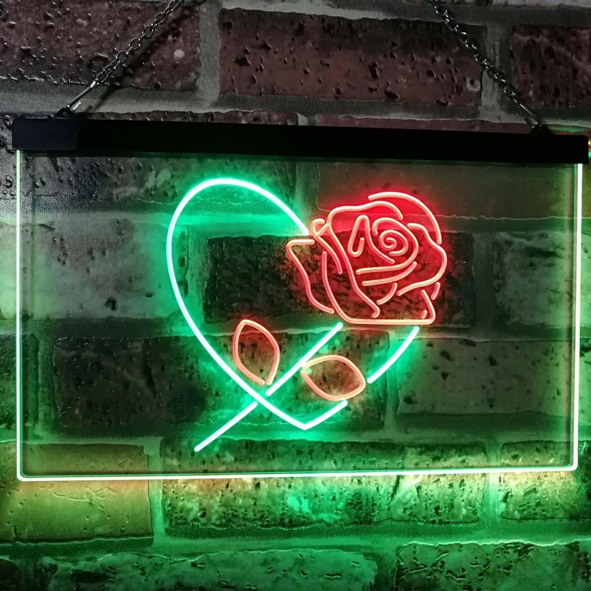 زهرة الورد في قلبي علامة نيون LED مزدوجة اللون st6-i2400 #2