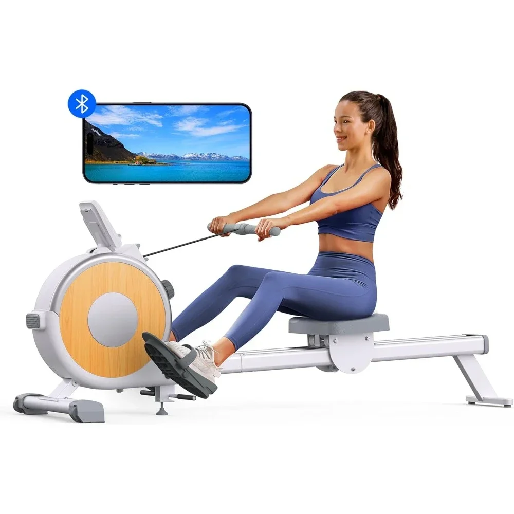 Rowing Machine 16 Levels of Quiet Resistance Magnetic Rower Machine for Home Exercise Equipment App Compatible Excercise Fitness