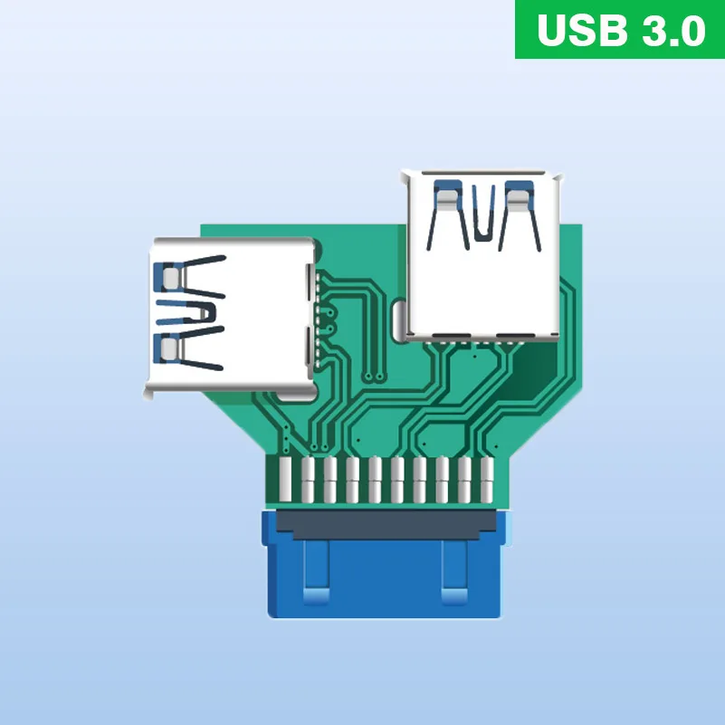 

Female Motherboard Adapter USB 3.0 19 20 Pin Socket To Dual USB 3.0 A Splitter Anti-Interference Ability Stability