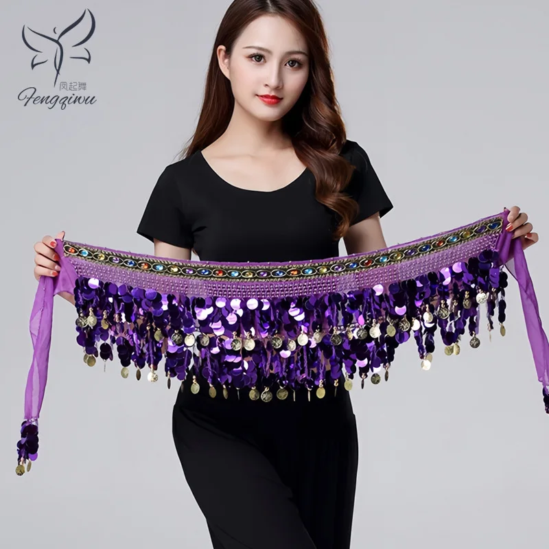 Dancer\'s Accessories New Style Top Selling Belly Dance Waist Chain Hip Scarf Bellydance Coins Belt Dancing Waist Belt