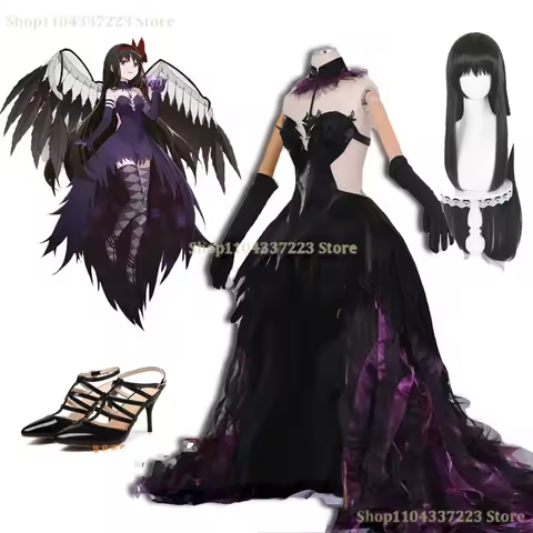 Demon Form Homuras Akemi Cosplay Costume Gown Goddess Dress Puella Magi Madoka Magica Walpurgis Night Women Cosplay Wig Clothes