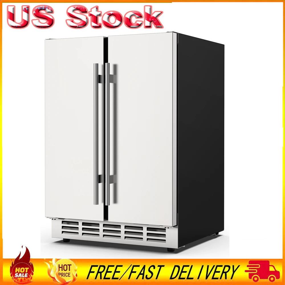 

24 Inch Outdoor Wine and Beverage Refrigerator Dual Zone Wine Fridge Under Counter Wine Cooler Beer Fridge Built-In Freestanding