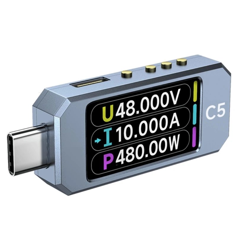 Professional USB C PD3.1 Power Meter, Digital Multimeter with DC48V 6A Capacity, Color Display and Temperature Sensors