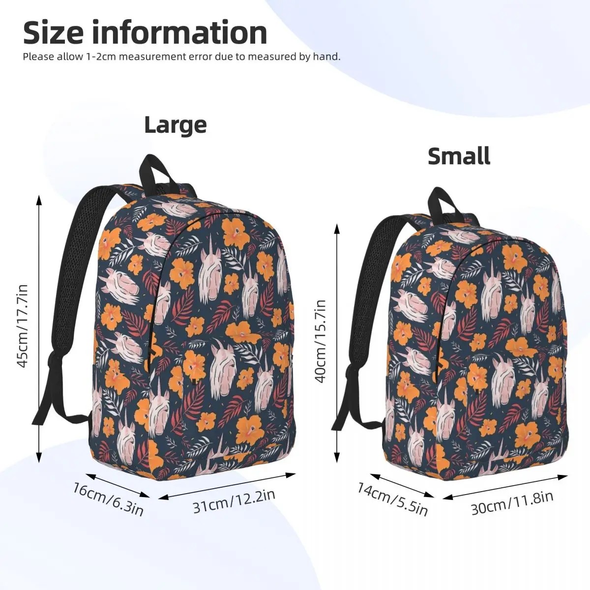 Unicorn Floral Pattern Backpack for Preschool Kindergarten School Student Cute Cartoon Bookbag Boy Girl Kids Canvas Daypack