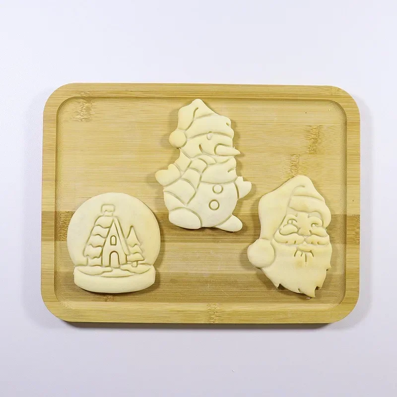 Christmas Cookie Cutter Gingerbread Man Santa Claus Mold Stamp Kids Christmas Party Embosser Biscuit Mould Baking Decor Supplies