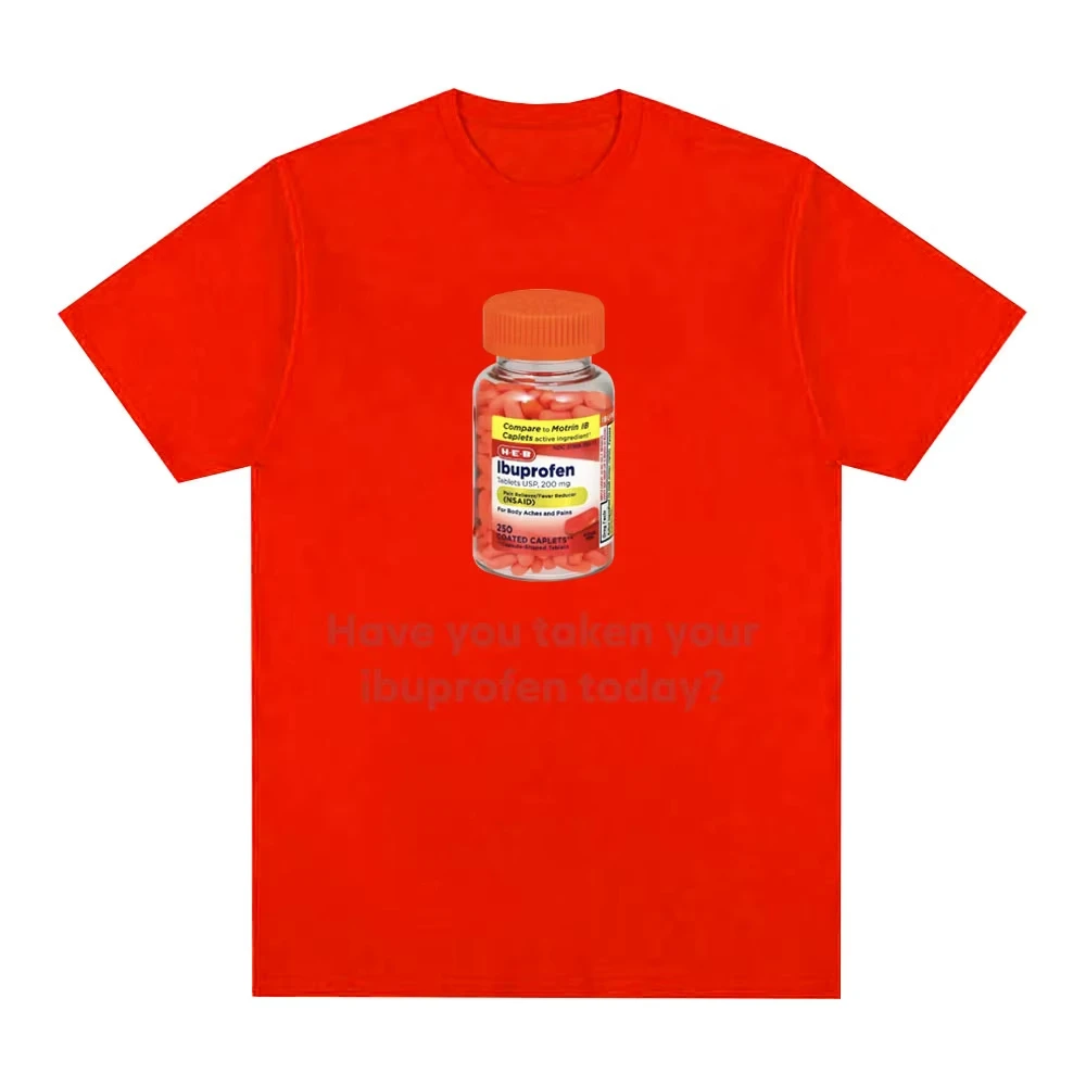 今日はイブプロフェンを服用しましたか? 面白いミーム Tシャツ レディース メンズ ファッション ヴィンテージ 半袖 ユニセックス コットン クールで通気性のあるトップス