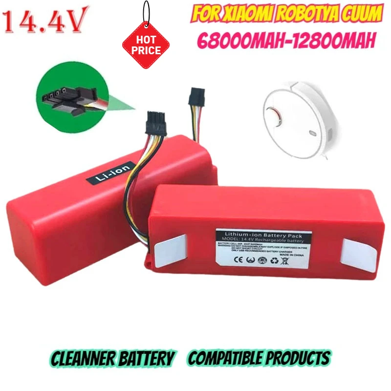 

New 14.4V 12800mAh 4S2P Replacement Battery for Xiaomi Roborock, Robotic Vacuum Cleaner S55 S60 S65 S50 S51 S5 MAX S6 Parts