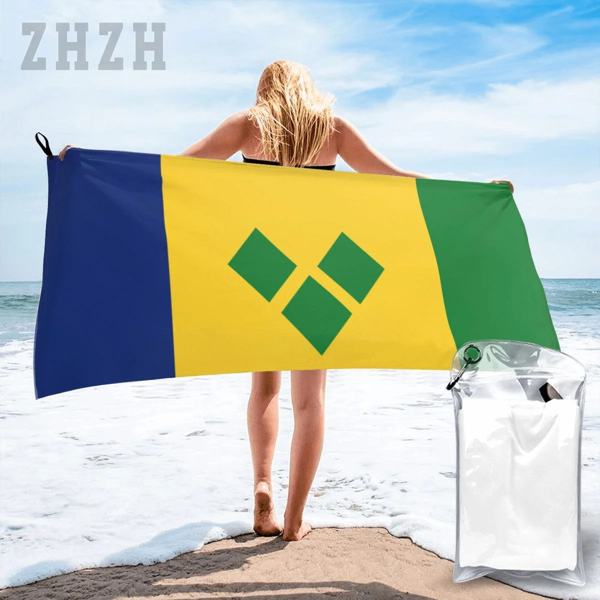 Saint Vincent And The Grenadines Flag Emblem Bath Towel Quick dry Microfiber Absorbing Soft Water Breathable Beach Swimming