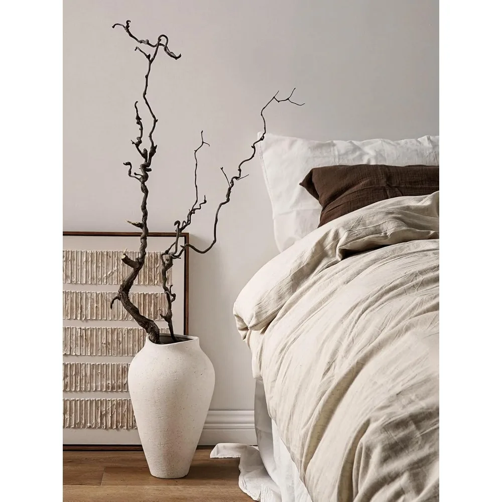 مزهرية سيراميك - مزهرية أرضية كبيرة بطول 13.6 بوصة للقطع المركزية، ديكور منزلي ريفي بسيط لغرفة المعيشة، E