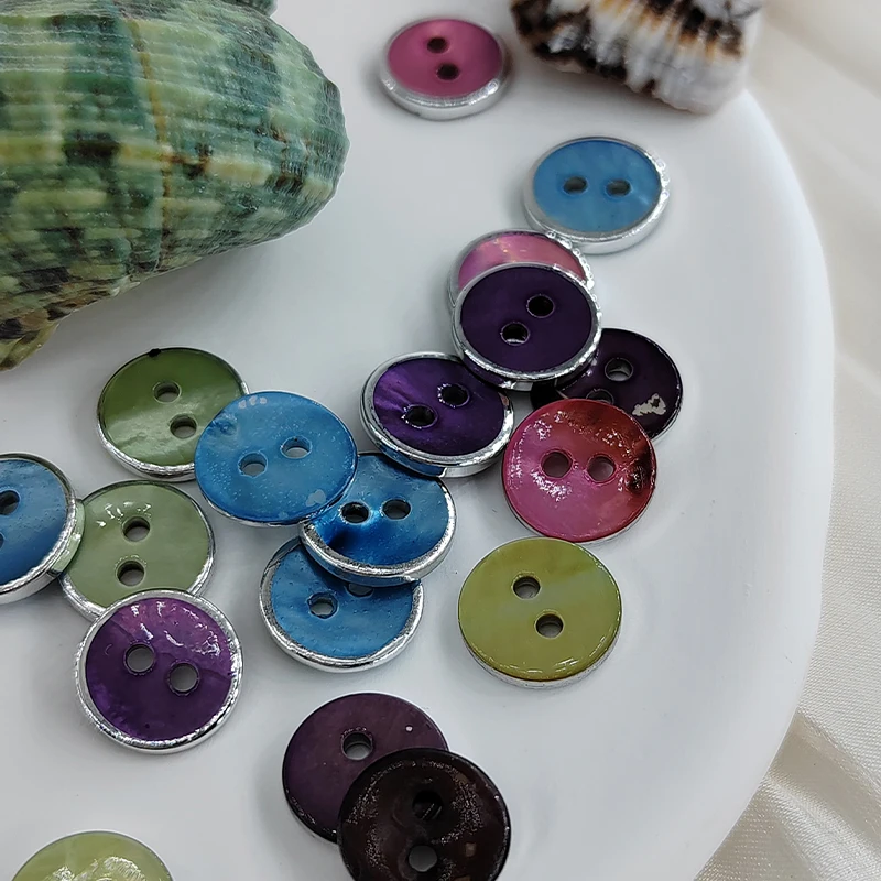 10MM Natural Shell Buttons Of Clothing High Quality Luxury Colorful 2-Holes Button Mother Of Pearl Sewing Accessories 10Pcs