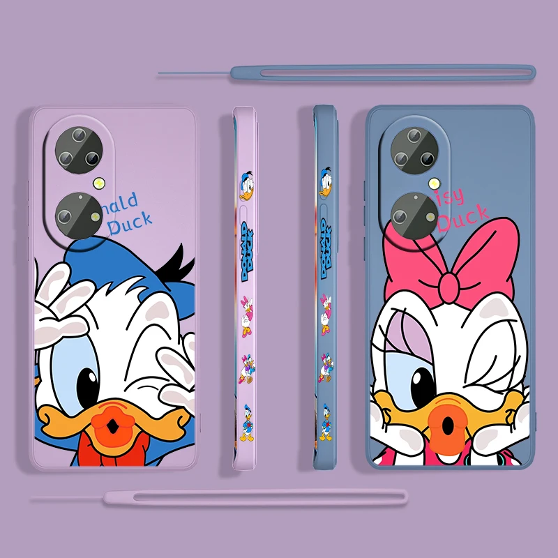 

Donald Duck Disney Fashion For Huawei P50 P40 P30 P20 P Smart Z Pro Plus 2019 2021 Liquid Left Rope Shockproof Phone Case Fundas