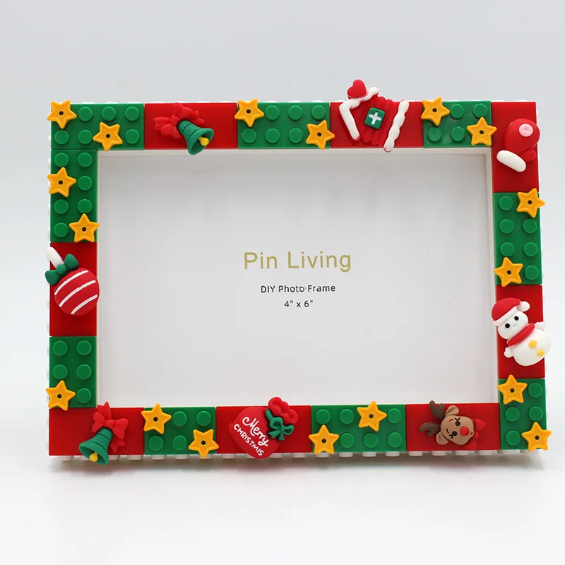 1Pcs Christmas Photo Frame Buildings Blocks DIY Picture Frame For Home Decoration Family Activity Gift Blocks Photo Frame