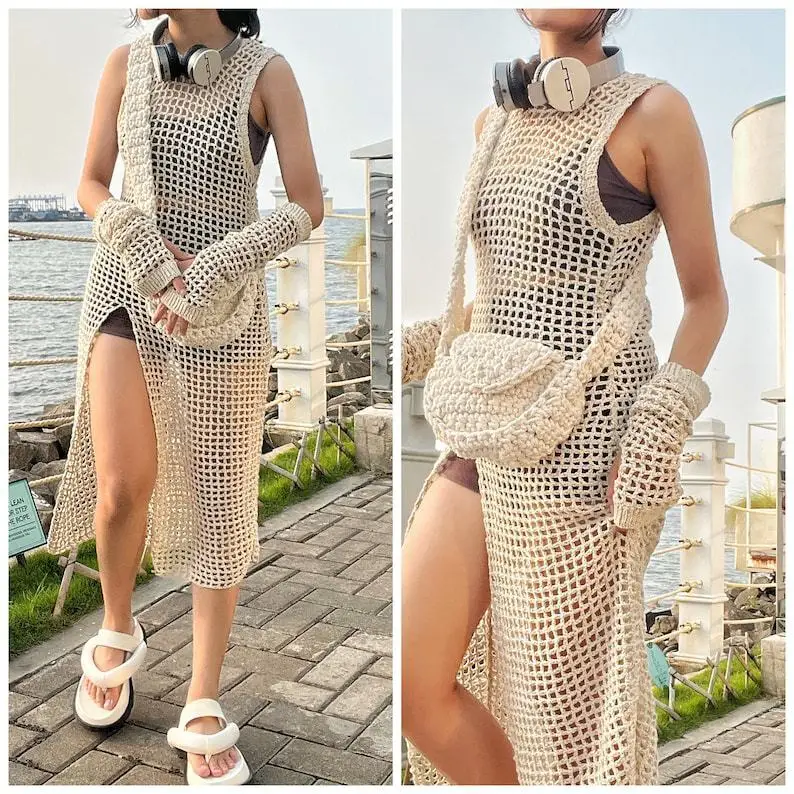 2024 Estate nuova gonna da donna tinta unita sexy lavorato a maglia bikini da spiaggia costume da bagno coprire indumenti di protezione solare