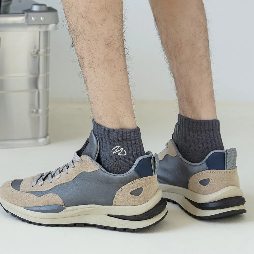 

7pairs Soft Solid Color Boy Socks EUR 37-44 Breathable Embroidery Socks Short Tube Hosiery Men Socks Male