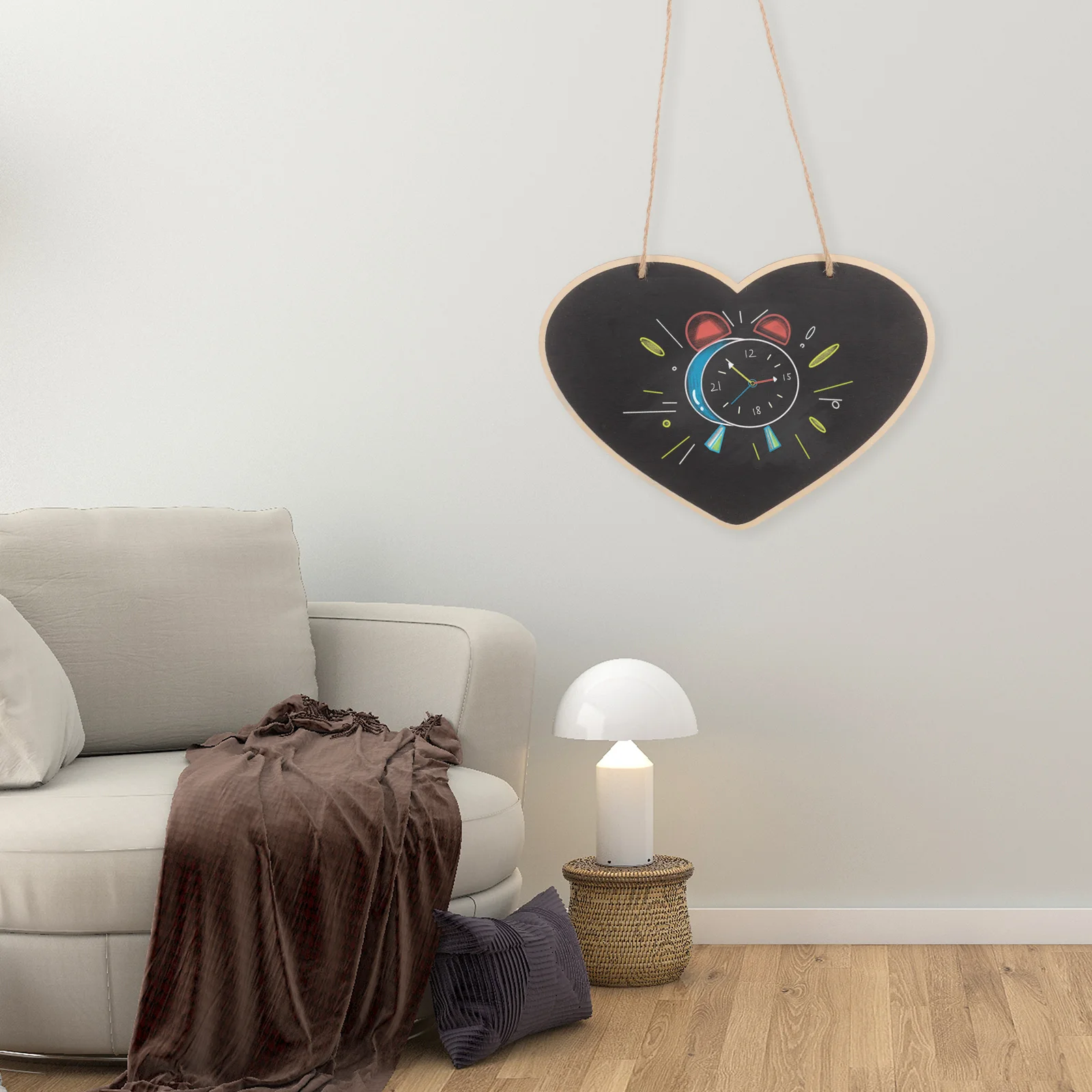 Mini Blackboard Wood Chips Small Apartment Home Decor Chalk Sign Blank Wooden Hanging Erasable Door Sign Pendant