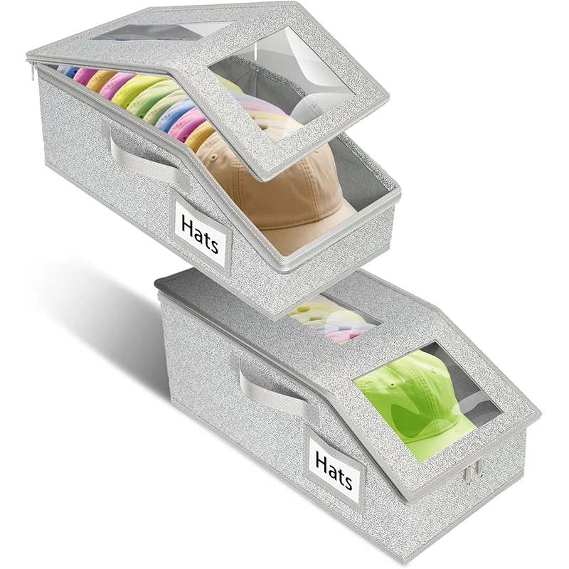 1 قطعة منظم قبعة كبيرة جدًا لقبعات البيسبول صندوق تخزين منظم قبعة بيسبول قابل للتكديس مع نوافذ شفافة مزدوجة JT529 #1