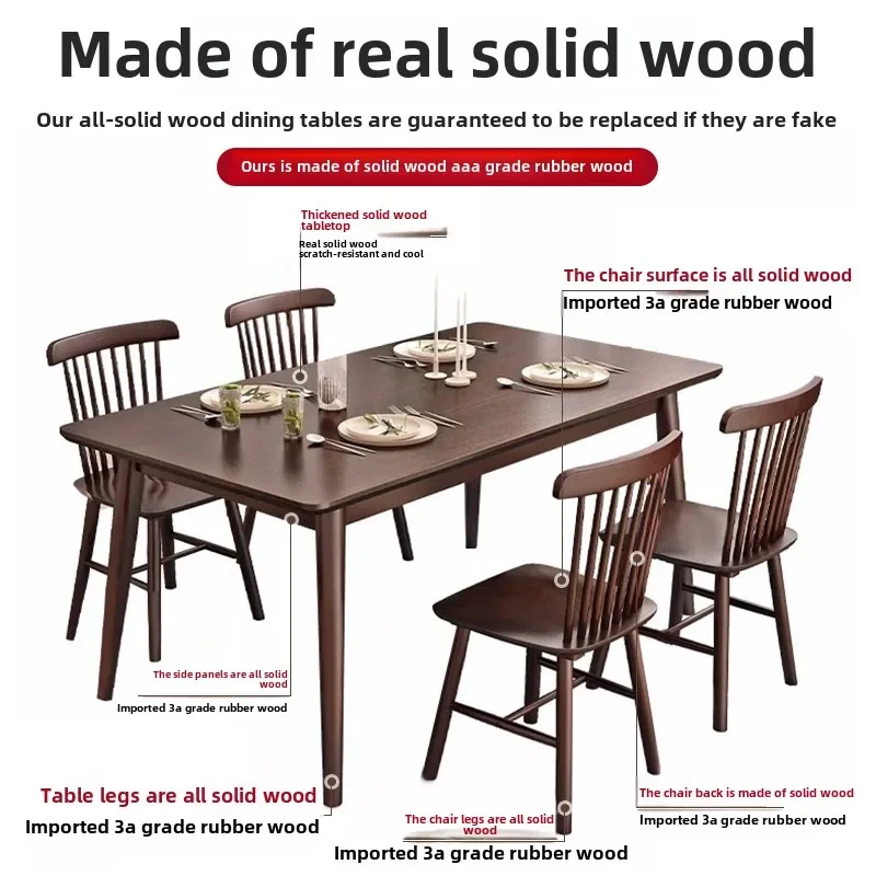 YFY  All Solid Wood Dining Table Black Walnut Eating Table Chair home decoration accessories