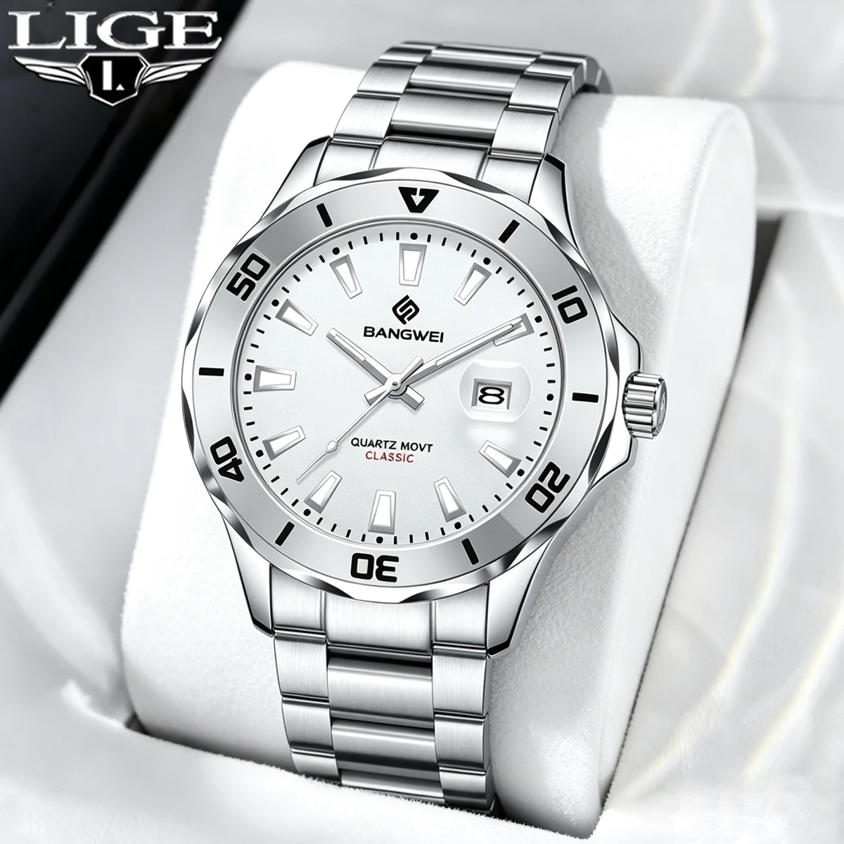 

BANGWEI Classic Luxury Men's Quartz Watches Stainless Steel Date Man Watch Waterproof Luminous Fashion Business Male Wristwatch