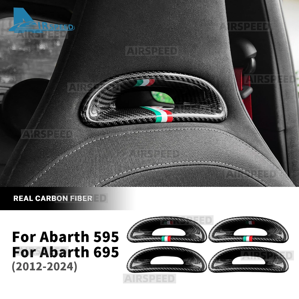 

Real Dry Hard Carbon Fiber Sticker For Abarth 595/695 2012-2024 LHD RHD Car Sport Seat Back Trim Frame Interior Trim 4PCS/2PCS